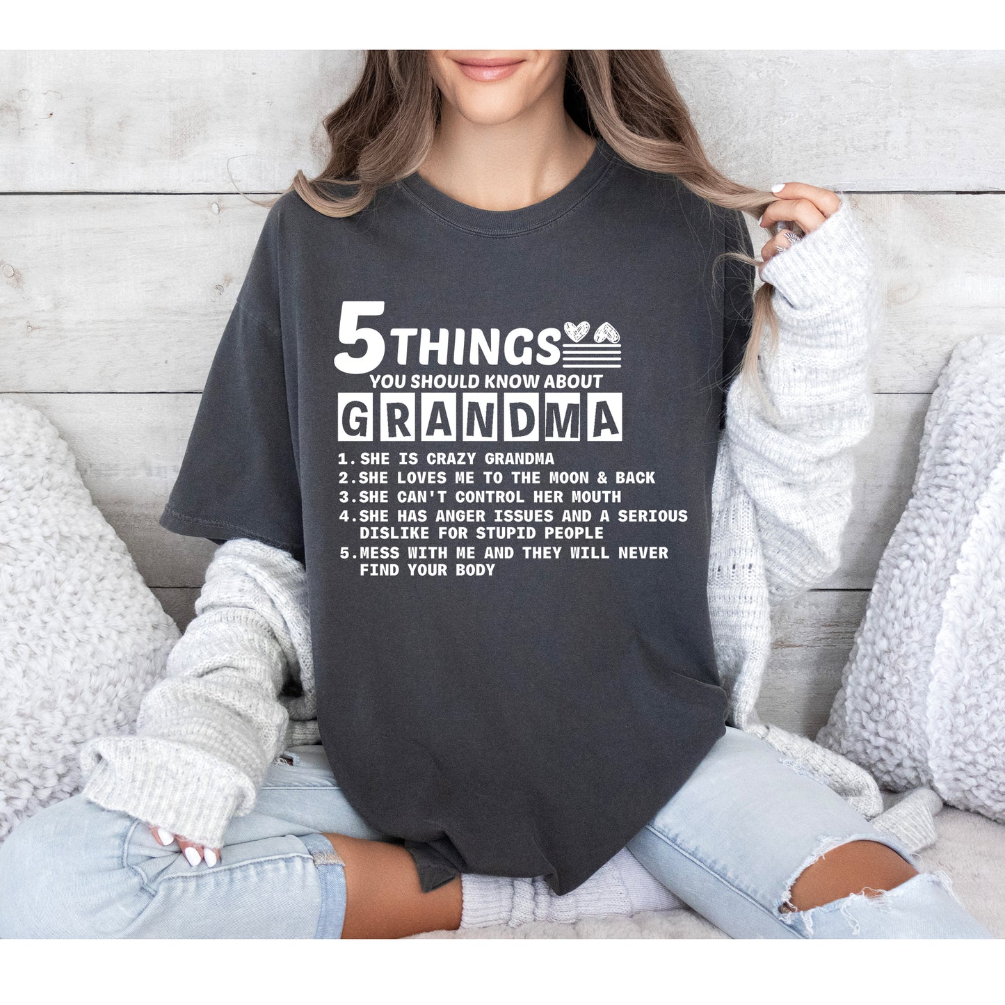 Comfort Color T-Shirts, 5 Things about My Grandma Shirt, Funny Grandma Shirts-newamarketing