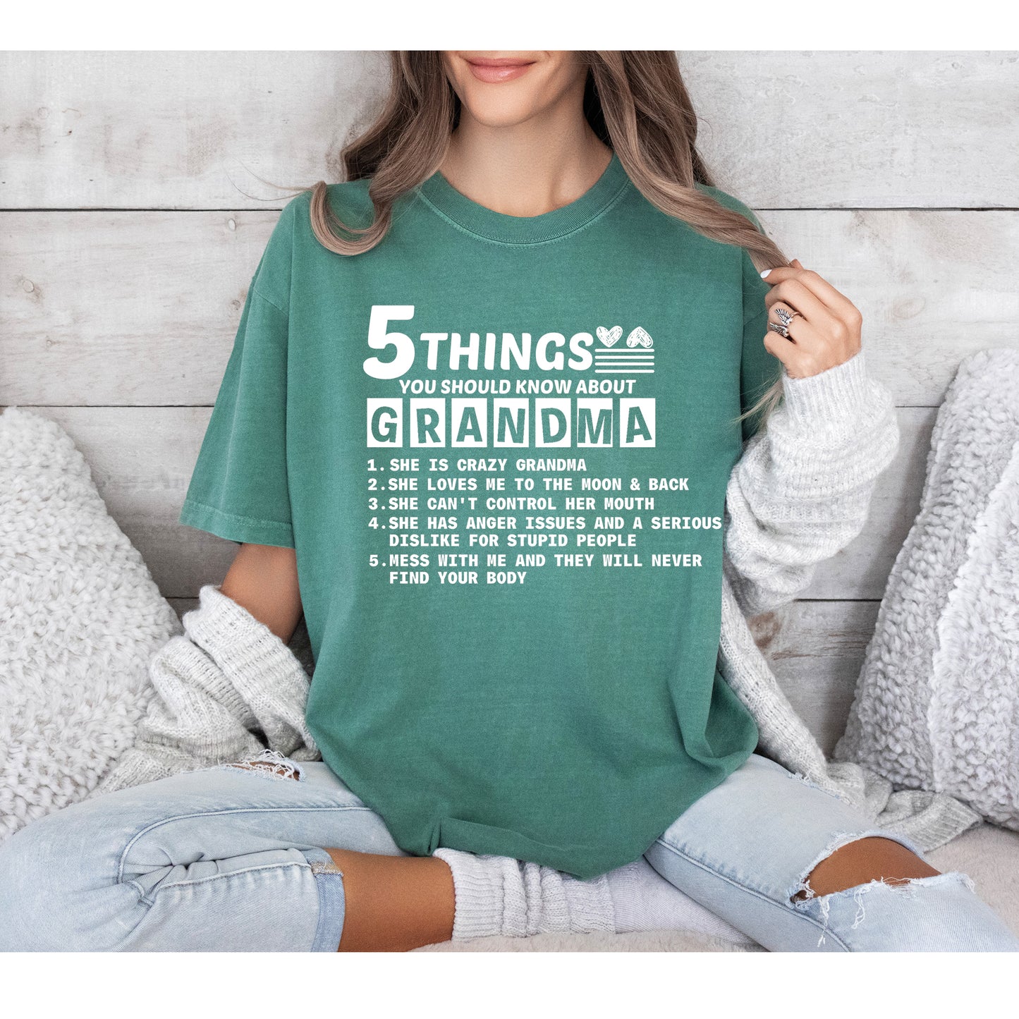 Comfort Color T-Shirts, 5 Things about My Grandma Shirt, Funny Grandma Shirts-newamarketing