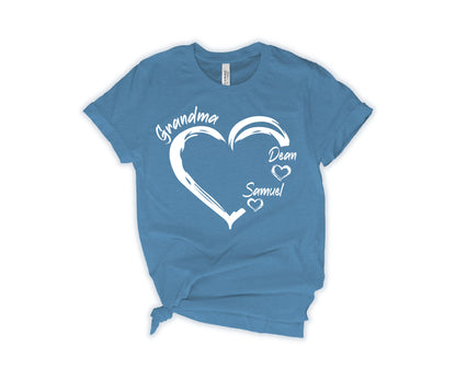 Grandma Heart Shirt, Grandkids Name Shirt, Custom Grandma Shirt-newamarketing