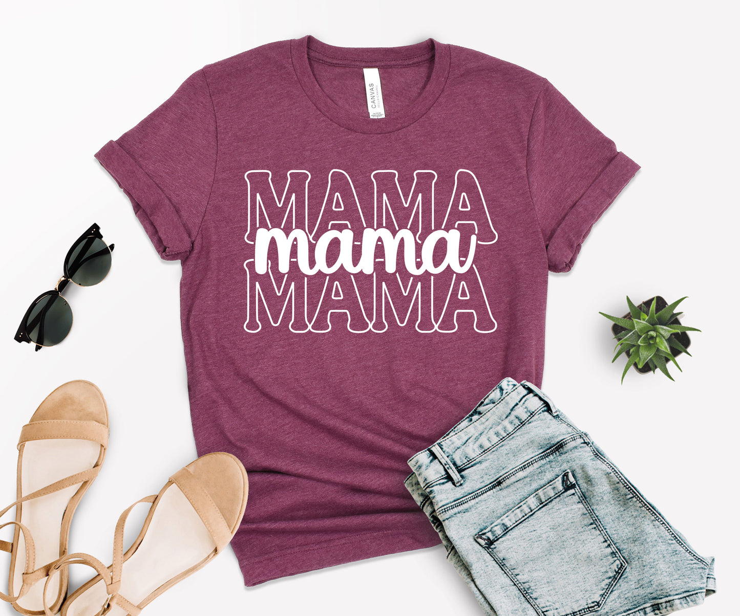 Stacked Font Mama Shirt, Retro Mama Shirt, Custom Mama Shirt-newamarketing