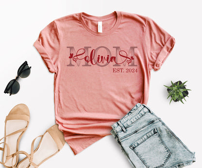 Custom Mother's Day Shirt, Mom Est Shirt, Customized Mom Shirt-newamarketing