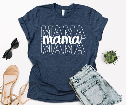 Stacked Font Mama Shirt, Retro Mama Shirt, Custom Mama Shirt-newamarketing