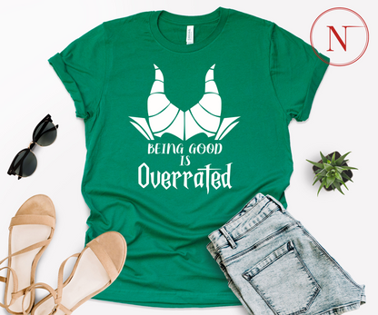 Being Good is Overrated Shirt, Disney Villains Halloween T-Shirt, Maleficent Tee, Sarcastic Skeleton T-Shirt Funny Sayings Tee, Disney, Halloween, Party, Shirt, Disney World, Tee, Maleficent, Graphic, T-Shirt, high-quality, Made in the USA, mom, mother, father, dad, family, cotton, holiday, trip, vacation, adult, youth, toddler shirt, baby onesie, kids, Newa Marketing, newamarketing, DTF Transfer by size, Direct to film, DTF Delaware