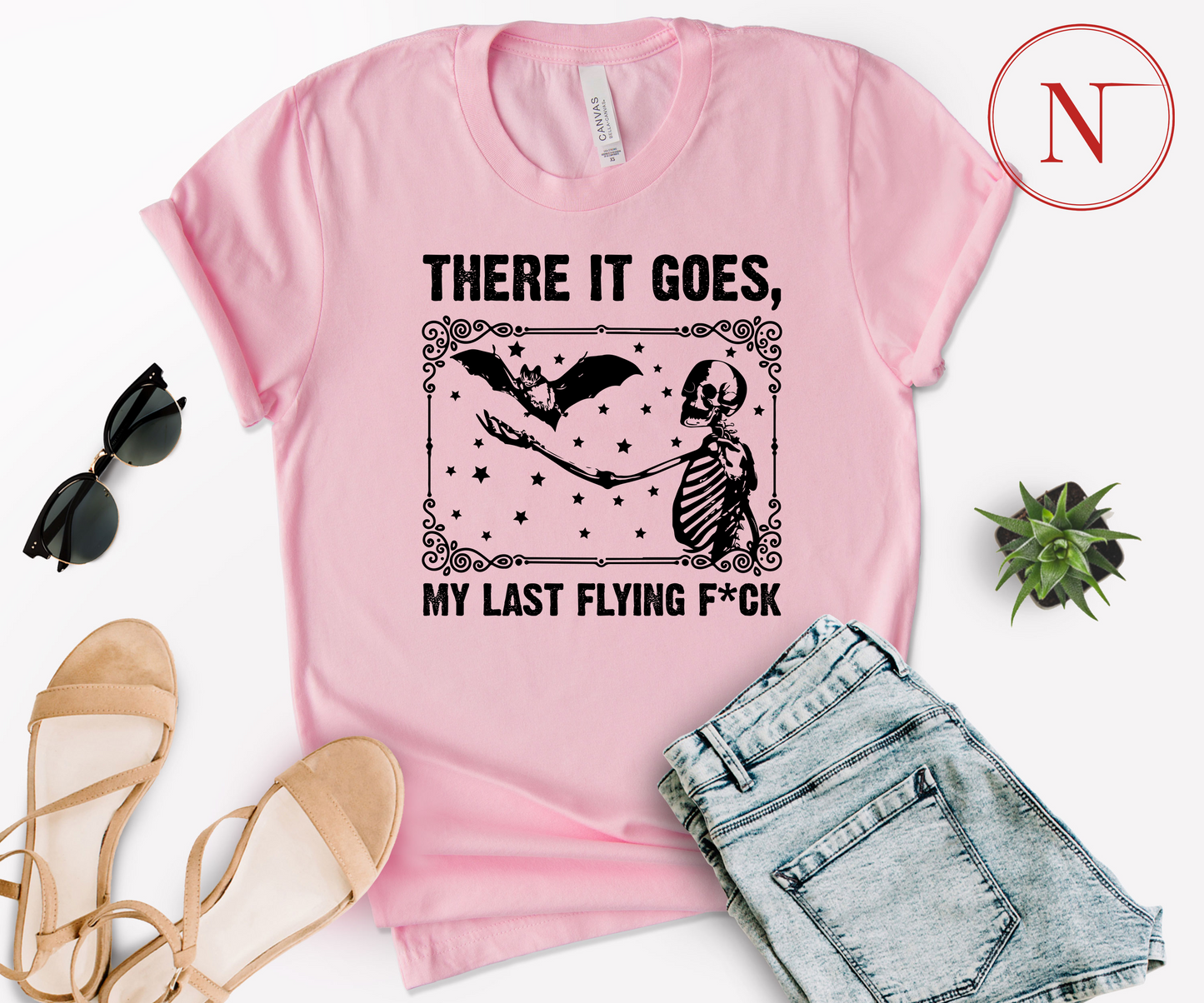 There It Goes My Last Flying Fuck Shirt, Sarcastic Skeleton T-Shirt Funny Sayings Tee, Disney, Halloween, Party, Shirt, Disney World, Tee, Maleficent, Graphic, T-Shirt, high-quality, Made in the USA, mom, mother, father, dad, family, cotton, holiday, trip, vacation, adult, youth, toddler shirt, baby onesie, kids- newamarketing, ewa marketing, DTF Printing, DTF Delaware, DTF Transfer By Size