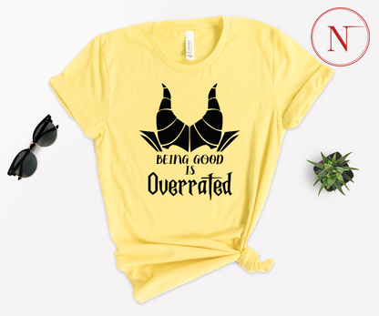 Being Good is Overrated Shirt, Disney Villains Halloween T-Shirt, Maleficent Tee, Sarcastic Skeleton T-Shirt Funny Sayings Tee, Disney, Halloween, Party, Shirt, Disney World, Tee, Maleficent, Graphic, T-Shirt, high-quality, Made in the USA, mom, mother, father, dad, family, cotton, holiday, trip, vacation, adult, youth, toddler shirt, baby onesie, kids, Newa Marketing, newamarketing, DTF Transfer by size, Direct to film, DTF Delaware