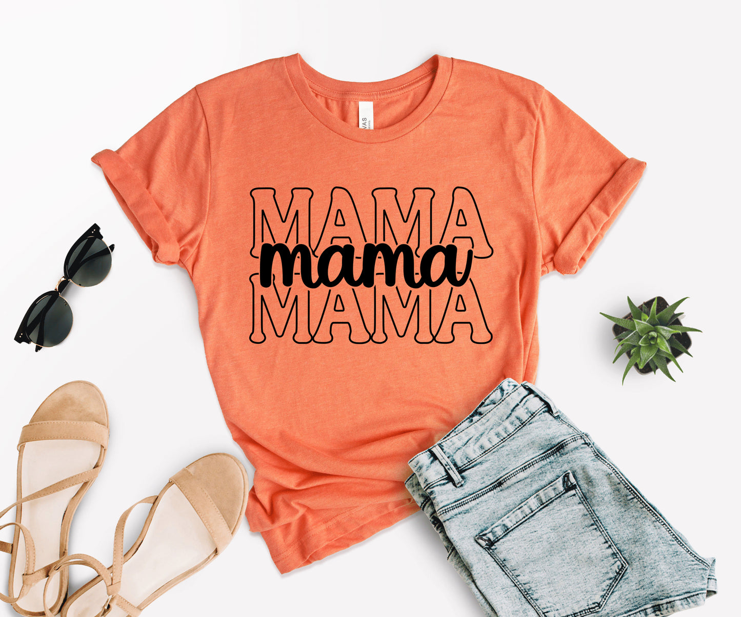 Stacked Font Mama Shirt, Retro Mama Shirt, Custom Mama Shirt-newamarketing