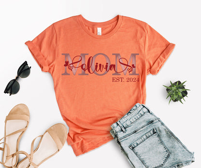 Custom Mother's Day Shirt, Mom Est Shirt, Customized Mom Shirt-newamarketing