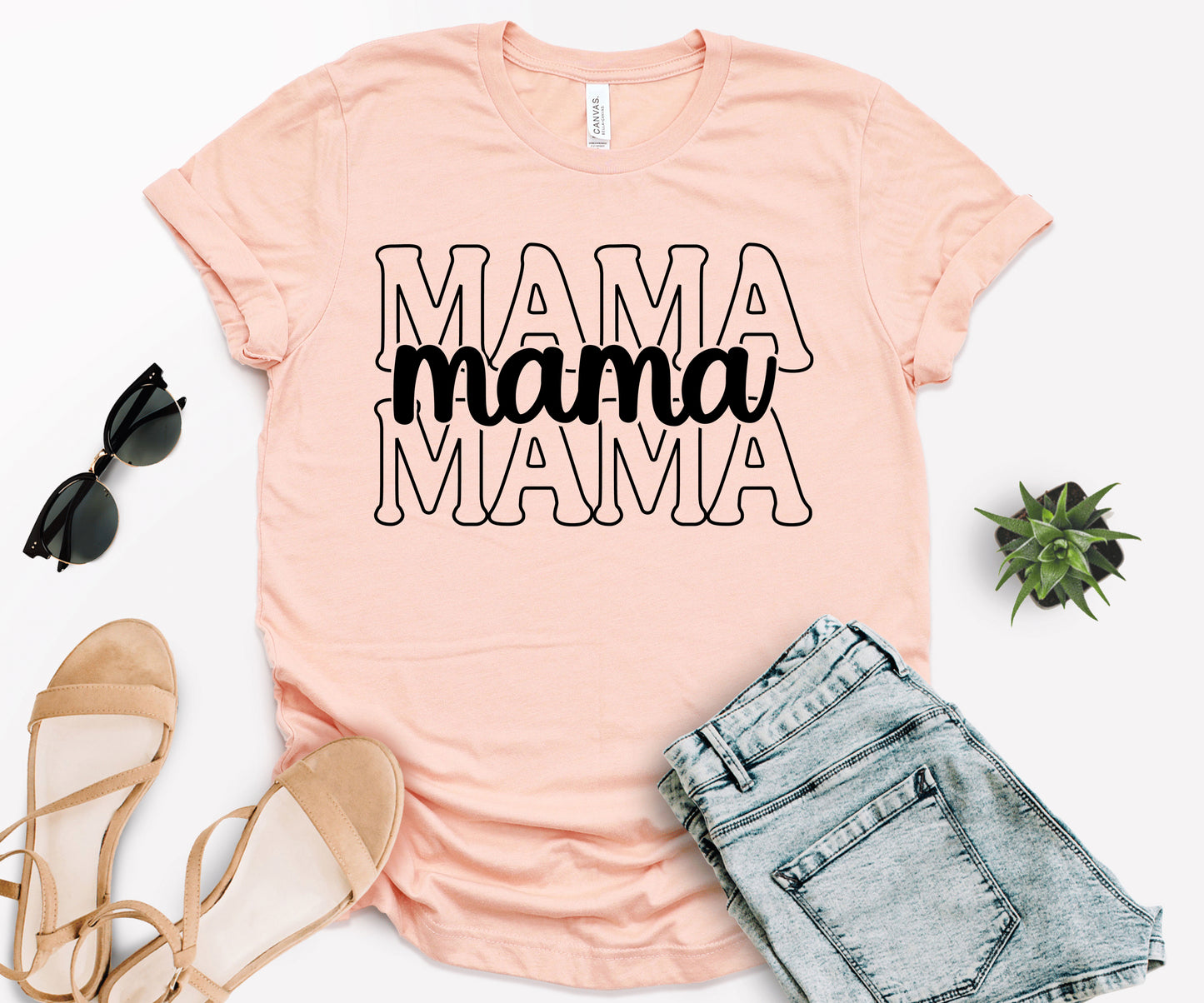 Stacked Font Mama Shirt, Retro Mama Shirt, Custom Mama Shirt-newamarketing