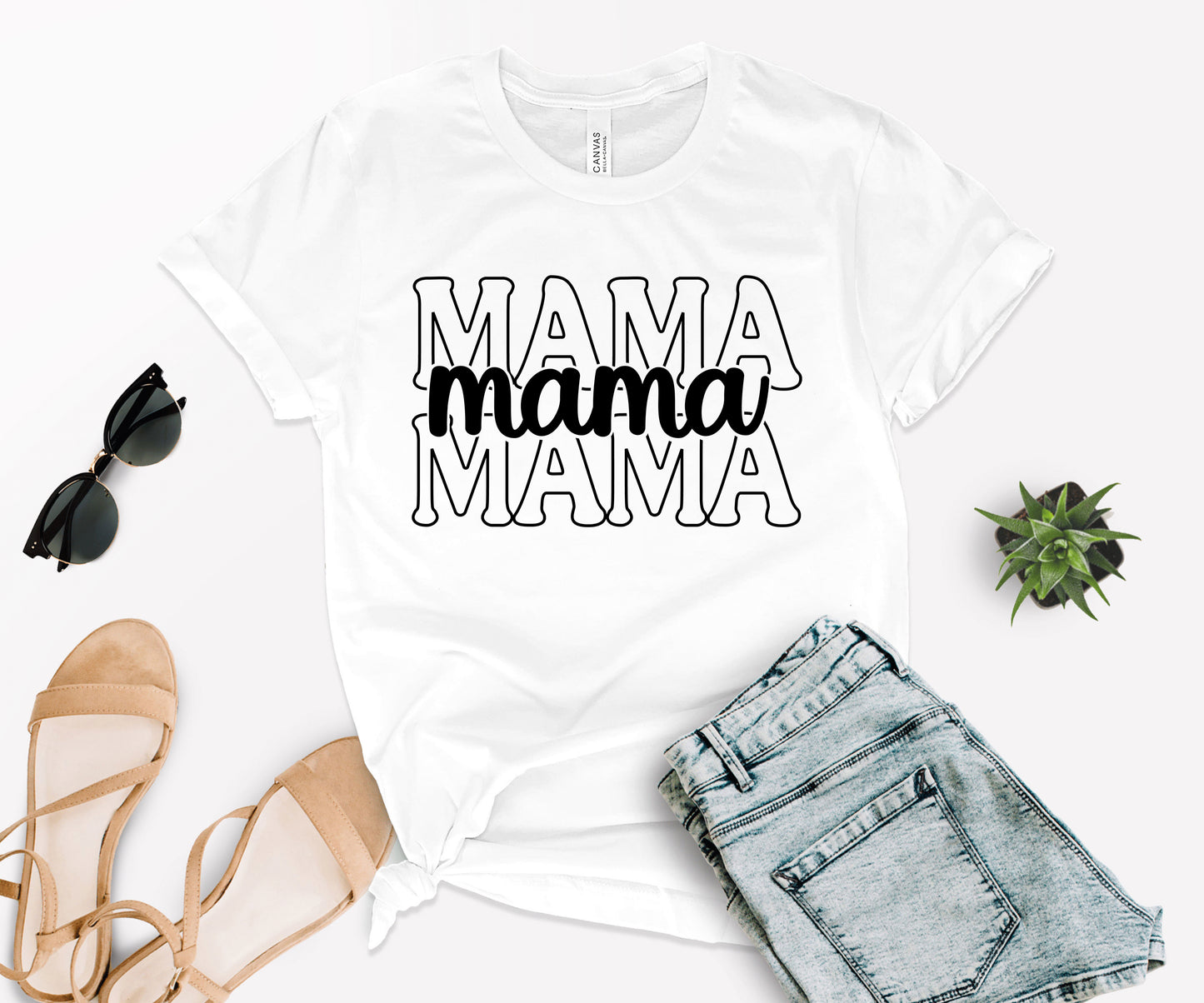 Stacked Font Mama Shirt, Retro Mama Shirt, Custom Mama Shirt-newamarketing